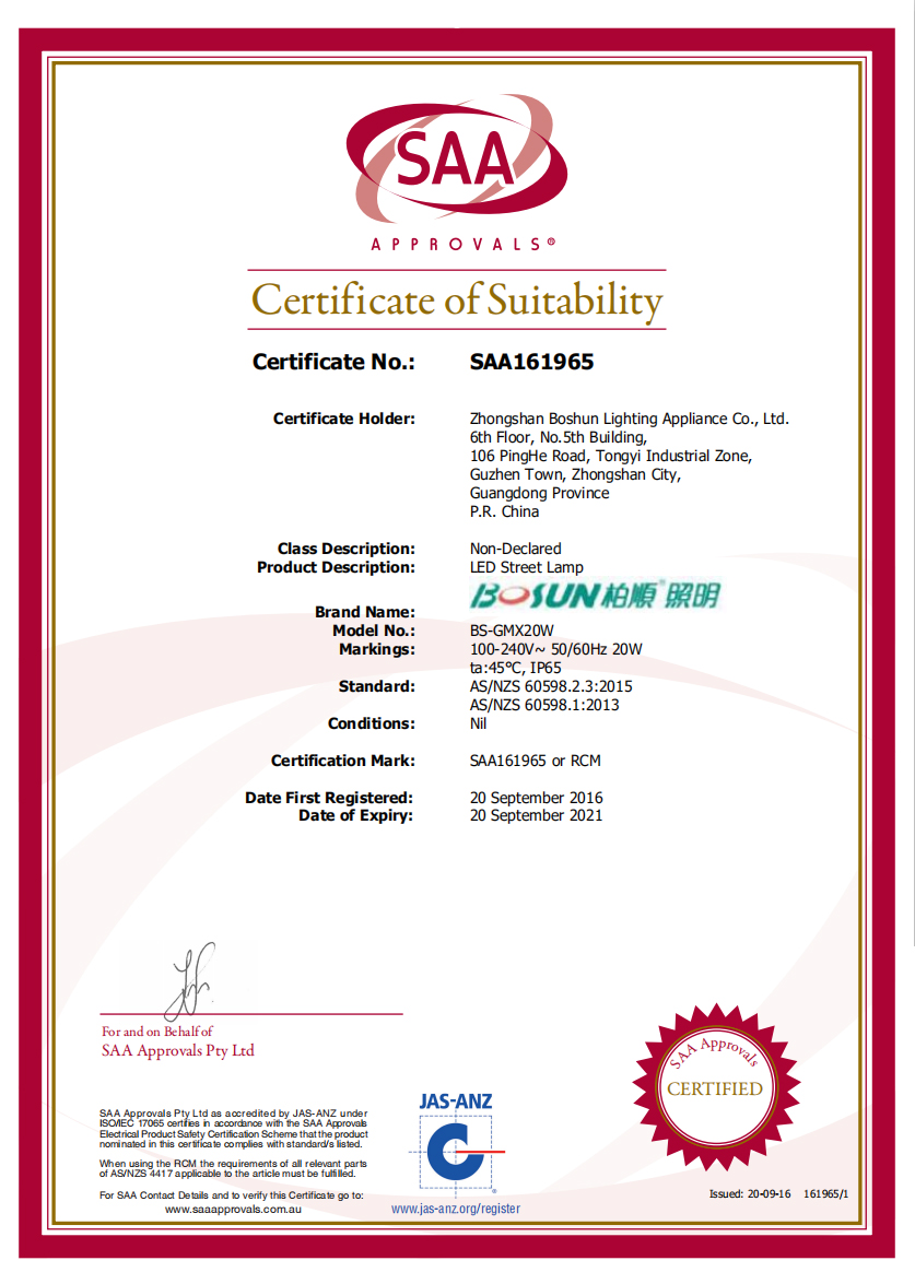 SAA-Certificate ND 161965 s