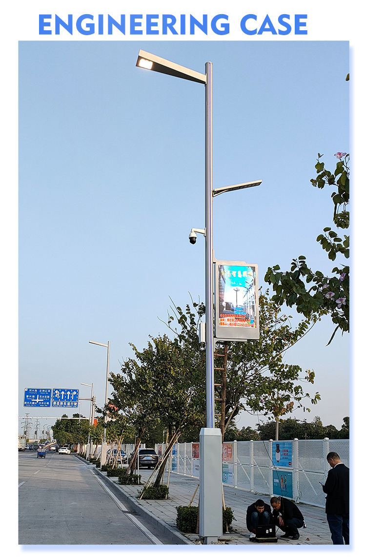 Intelligent outdoor lighting pole for municipal applications combining city landscape design and smart services