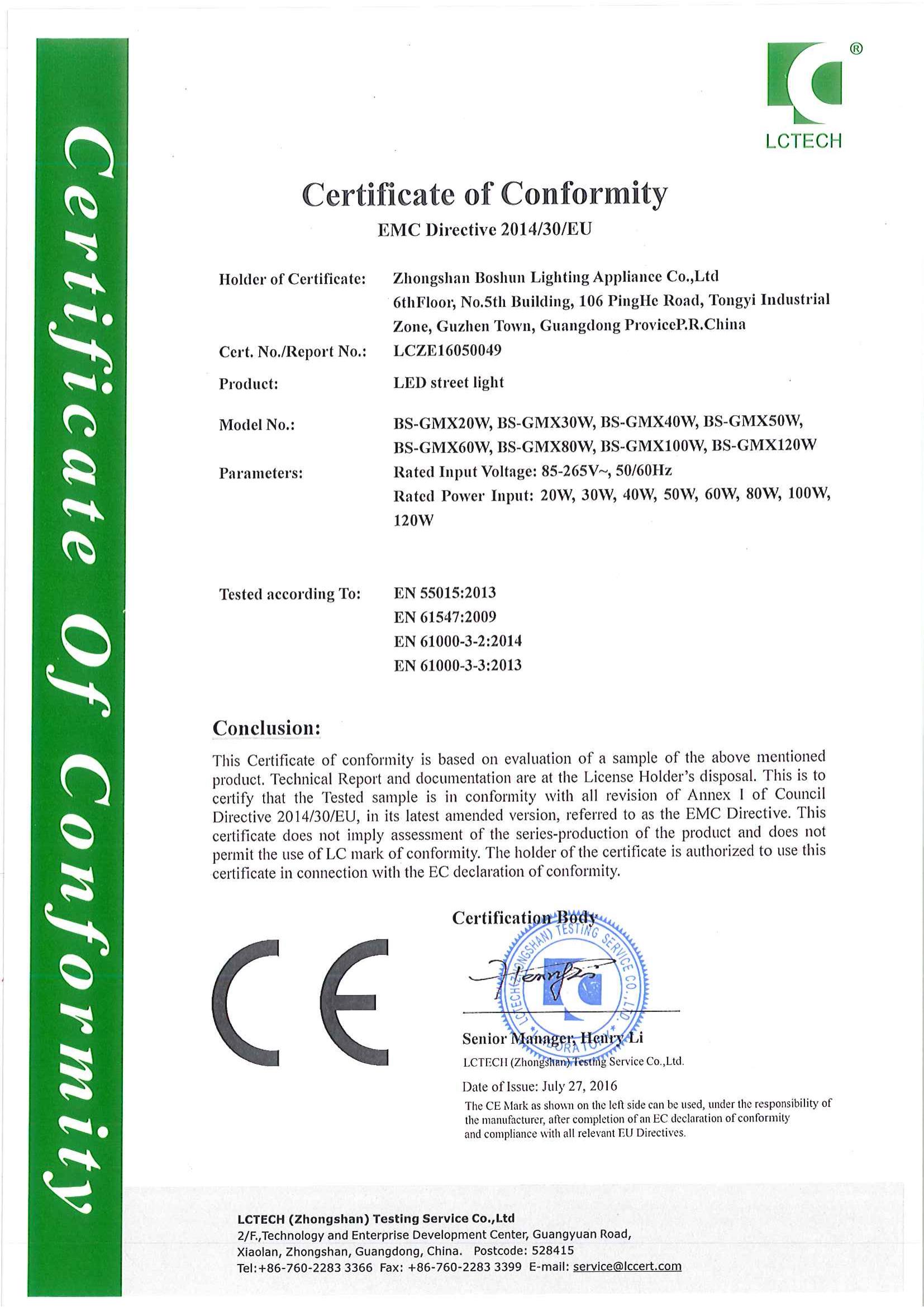 Certificate LCZE